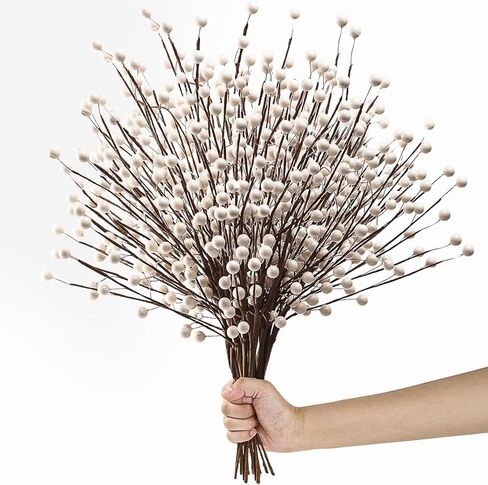 Winter Decorations 12Pcs Artificial Berry Stems White Berry Picks for Christmas Holiday Home Centerpieces Decor (Cream) in Saudi Arabia