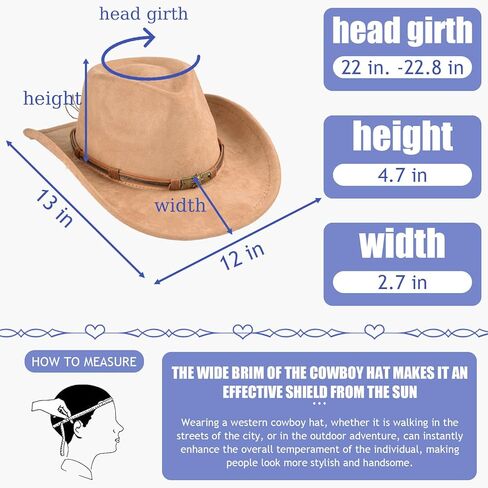 Cowboy Hat for Women and Men Cowboy Hat with Metal Bull Head and Suede Look Breathable Polyester Cowboy Hats for Men and Women Perfect for Cowboy Outf Brown in Saudi Arabia