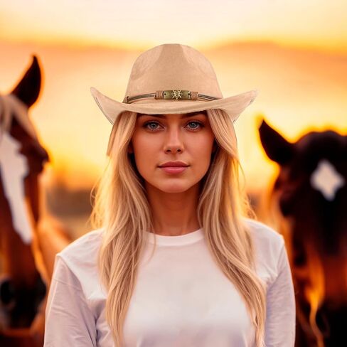 Cowboy Hat for Women and Men Cowboy Hat with Metal Bull Head and Suede Look Breathable Polyester Cowboy Hats for Men and Women Perfect for Cowboy Outf Brown in Saudi Arabia