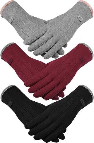 Tavaleu Womens Winter Gloves, Cold Weather Gloves women with Fleece Lining Thermal Touch Screen Windproof 3 Pairs in Saudi Arabia