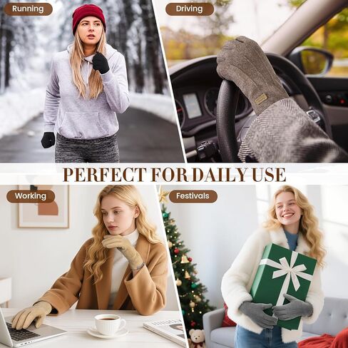 Tavaleu Womens Winter Gloves, Cold Weather Gloves women with Fleece Lining Thermal Touch Screen Windproof 3 Pairs in Saudi Arabia