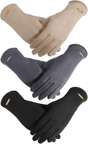 Tavaleu Womens Winter Gloves, Cold Weather Gloves women with Fleece Lining Thermal Touch Screen Windproof 3 Pairs in Saudi Arabia