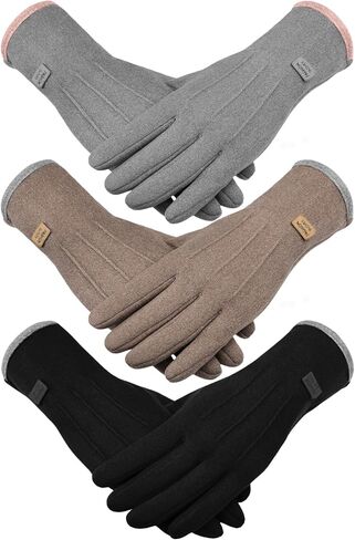 Tavaleu Womens Winter Gloves, Cold Weather Gloves women with Fleece Lining Thermal Touch Screen Windproof 3 Pairs in Saudi Arabia