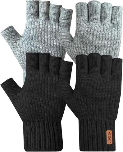 2 Pairs Thick Fingerless Gloves for Men Women - Winter Warm Half Finger Gloves for Typing, Driving, Everyday Use in Saudi Arabia