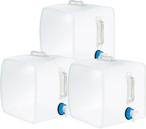 3 Pack Collapsible Water Container with Spigot, 5.3 Gallon Foldable Camping Water Container Portable Camping Water Storage Carrier Jug for Outdoors Hiking Backpack Emergency Kit in Kuwait