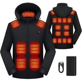 Heated Jacket for Men, Men's Heated Coat with 20000mah 7.4V Battery Pack, 21 Heating Zones, Winter Soft Electric Heating Coat (US, Alpha, X-Large, Regular, Regular) in Saudi Arabia