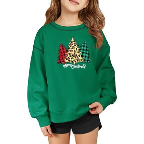 Haloumoning Girls Christmas Sweatshirt Kids Long Sleeve Crewneck Ugly Shirts Xmas Pullover Tops 5-14Y in Kuwait