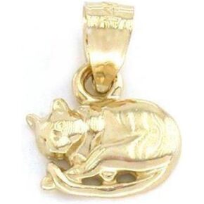 Cat Sleeping Charm 14k Gold 9.5mm in Saudi Arabia