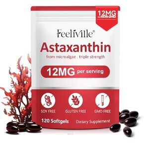 Astaxanthin 12mg 120 Softgels, Premium Astaxanthin Antioxidant Supplements with Antioxidant Activity, Supports Eye, Skin, Immune, Internal Circulation in Saudi Arabia