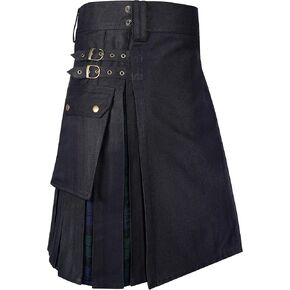 Men's Scottish Modern Hybrid Tartan Under Pleated Kilt, Men's Utility Cargo Pockets Hybrid Kilt in Saudi Arabia