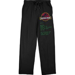 Bioworld Jurassic Park Dinosaur Logo and Warning Code Men's Black Graphic Sleep Pajama Pants in Saudi Arabia