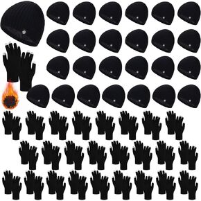 Winter Beanies Hat Gloves Bulk Set for Men Women Knit Snow Skull Cap Warm Touchscreen Gloves Warm Gift for Homeless in Saudi Arabia