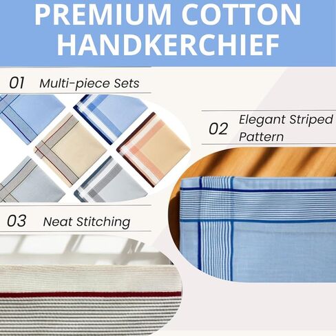6 Pack Men's Handkerchiefs Soft Cotton Handkerchiefs for Men Premium Assorted Men Hankies in Saudi Arabia