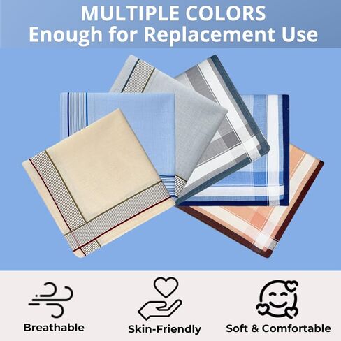 6 Pack Men's Handkerchiefs Soft Cotton Handkerchiefs for Men Premium Assorted Men Hankies in Saudi Arabia