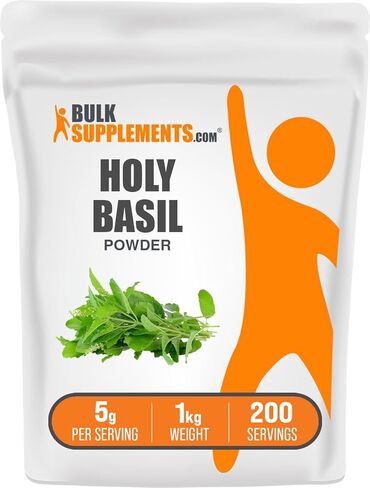 BulkSupplements.com Holy Basil Powder - Holy Basil Supplement, Holy Basil Leaf Powder - Tulsi Holy Basil, Herbal & Gluten Free, 5g per Serving, 1kg (2.2 lbs) (Pack of 1) in Saudi Arabia
