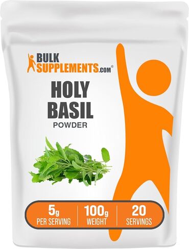 BulkSupplements.com مسحوق الريحان المقدس - مكمل الريحان المقدس، مسحوق أوراق الريحان المقدس - ريحان التولسي المقدس، العشبي والخالي من الغلوتين، 5 جم لكل وجبة، 1 كجم (2.2 رطل) (عبوة من قطعة واحدة) in Saudi Arabia