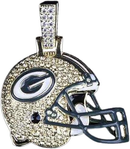 قلادة خوذة فريق رياضي NFL مرخصة رسميًا من GLD - قلادة كرة قدم مثلجة مطلية بالذهب - Green Bay Packers in Kuwait