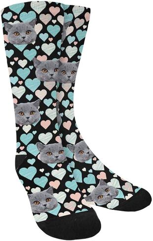 Custom Face on Socks Turn Your Photo Into Love Heart Personalized Socks Unisex for Unique Gift in Saudi Arabia