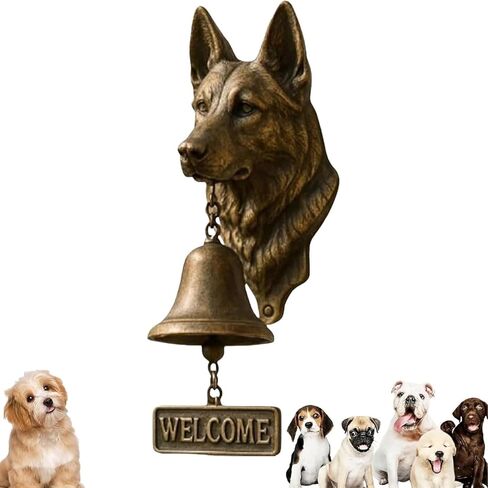 Door Bell, Various Dog Welcome Doorbell, Vintage Wall-Mounted Decorative Cast Iron/Resin Hanging Bell, for Porch, Front Door & Garden - Pet Lover(C) in Saudi Arabia