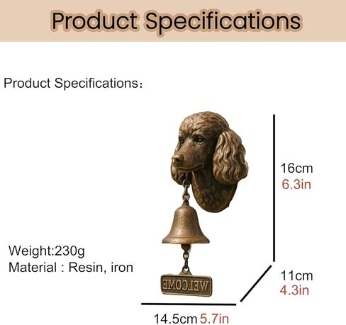 Door Bell, Various Dog Welcome Doorbell, Vintage Wall-Mounted Decorative Cast Iron/Resin Hanging Bell, for Porch, Front Door & Garden - Pet Lover(C) in Saudi Arabia