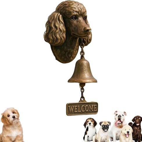 Door Bell, Various Dog Welcome Doorbell, Vintage Wall-Mounted Decorative Cast Iron/Resin Hanging Bell, for Porch, Front Door & Garden - Pet Lover(C) in Saudi Arabia
