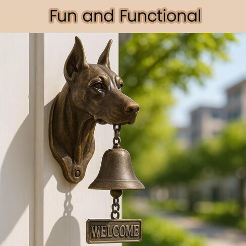 Door Bell, Various Dog Welcome Doorbell, Vintage Wall-Mounted Decorative Cast Iron/Resin Hanging Bell, for Porch, Front Door & Garden - Pet Lover(C) in Saudi Arabia