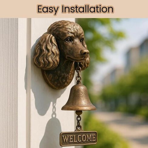 Door Bell, Various Dog Welcome Doorbell, Vintage Wall-Mounted Decorative Cast Iron/Resin Hanging Bell, for Porch, Front Door & Garden - Pet Lover(C) in Saudi Arabia