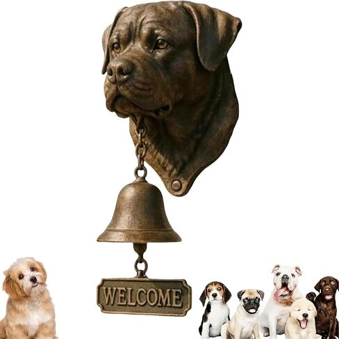 Door Bell, Various Dog Welcome Doorbell, Vintage Wall-Mounted Decorative Cast Iron/Resin Hanging Bell, for Porch, Front Door & Garden - Pet Lover(C) in Saudi Arabia