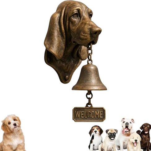 Door Bell, Various Dog Welcome Doorbell, Vintage Wall-Mounted Decorative Cast Iron/Resin Hanging Bell, for Porch, Front Door & Garden - Pet Lover(C) in Saudi Arabia