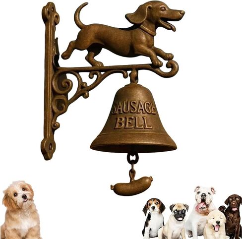 Door Bell, Various Dog Welcome Doorbell, Vintage Wall-Mounted Decorative Cast Iron/Resin Hanging Bell, for Porch, Front Door & Garden - Pet Lover(C) in Saudi Arabia
