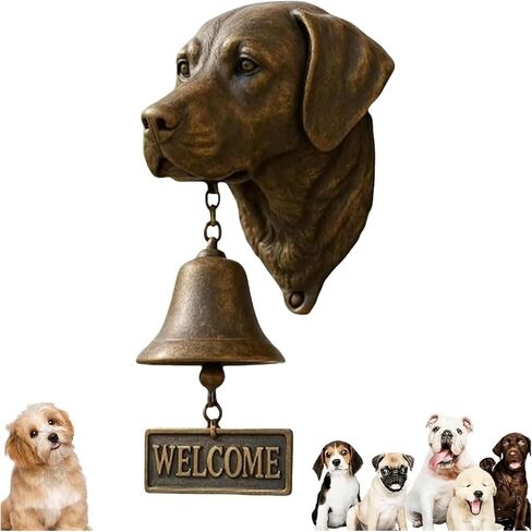 Door Bell, Various Dog Welcome Doorbell, Vintage Wall-Mounted Decorative Cast Iron/Resin Hanging Bell, for Porch, Front Door & Garden - Pet Lover(C) in Saudi Arabia
