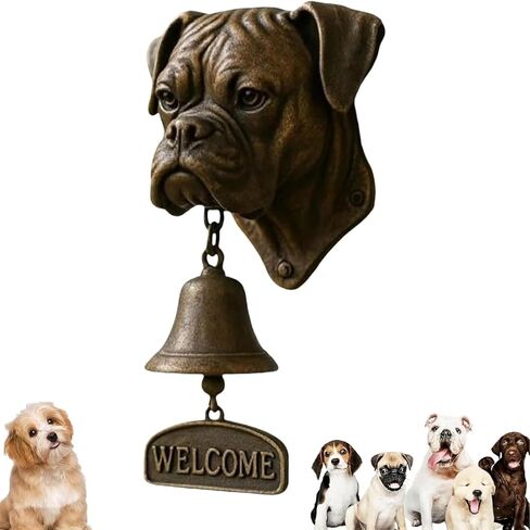 Door Bell, Various Dog Welcome Doorbell, Vintage Wall-Mounted Decorative Cast Iron/Resin Hanging Bell, for Porch, Front Door & Garden - Pet Lover(C) in Saudi Arabia
