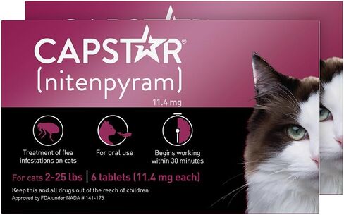 CAPSTAR (nitenpyram) Oral Flea Treatment for Cats, Fast Acting Tablets Start Killing Fleas in 30 Minutes, Cats 2-25 lbs, 6 Doses in Kuwait