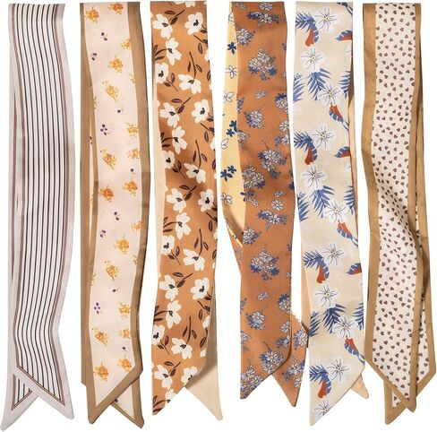 ZXZH 6 Pack Fashion Scarves for Women, Versatile Boho Head Scarf, Satin Scarf for Hair, Neck, Wrist, and Purse Accessories in Saudi Arabia