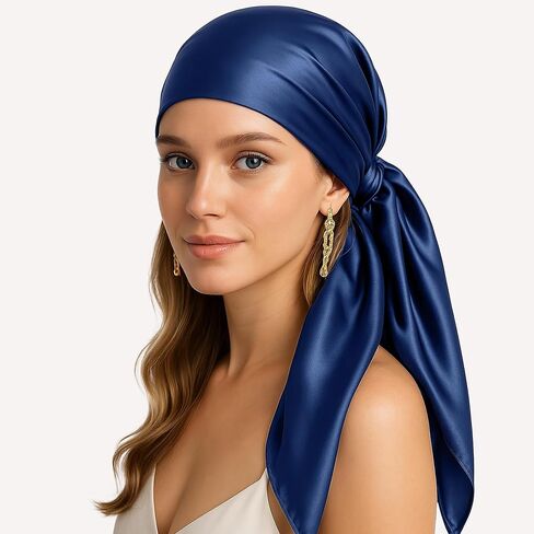 PoeticEHome Mulberry Silk Head Scarf 35"x35" - Solid Color 6A Grade Anti-Frizz Sleeping Hair Wrap, Growth Bandana, Gift Ready in Saudi Arabia