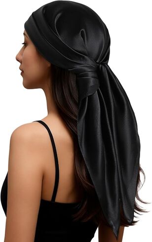PoeticEHome Mulberry Silk Head Scarf 35"x35" - Solid Color 6A Grade Anti-Frizz Sleeping Hair Wrap, Growth Bandana, Gift Ready in Saudi Arabia