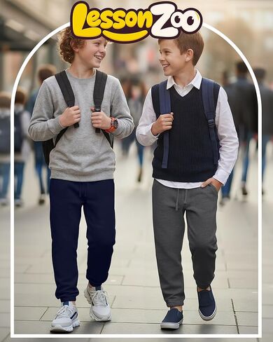 4 Pack Boys Sweatpants with Pockets, Kids Athletic Drawstring Joggers Relaxed Fit Soft Sweat Pants for 5-14 Years in Kuwait