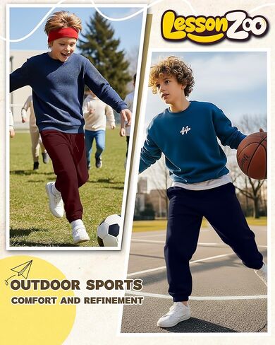 4 Pack Boys Sweatpants with Pockets, Kids Athletic Drawstring Joggers Relaxed Fit Soft Sweat Pants for 5-14 Years in Kuwait