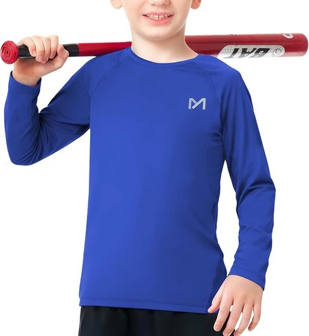 Boys Compression Shirt Long Sleeve Athletic Undershirt for Youth Kids Quick Dry Football Base Layer in Saudi Arabia