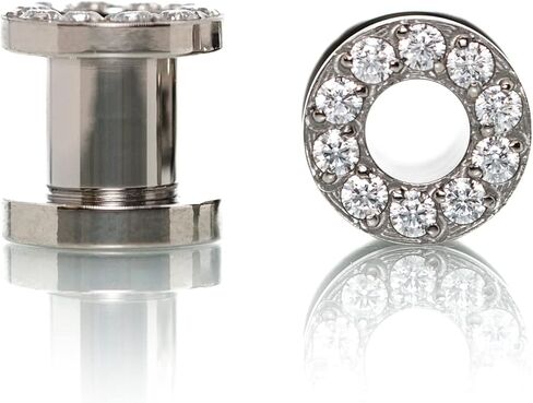 مقاييس مجوهرات الجسم المحظورة للأذنين، سدادة الأذن، أنفاق الأذن، أنفاق الأذن، الأنفاق المعدنية، سدادات تيتانيوم من الدرجة المزروعة للأذنين ذات حافة تشيكوسلوفاكيا مقاسات 2 جم - 1/2 (6 مم - 12 مم) (تباع كأزواج) in Kuwait