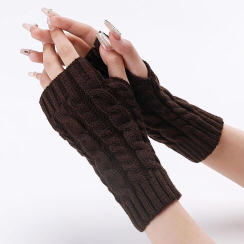 Women's Short Warm Gloves Fingerless Knitted Arm Covers Fashion Cold-Resistant Hand Warmers in Saudi Arabia