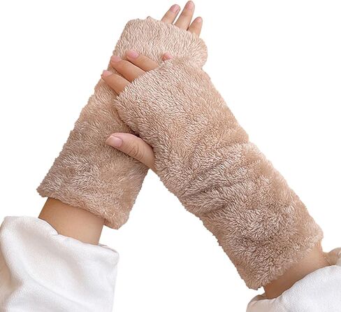 قفازات Wanheart Fuzzy Plush بدون أصابع للنساء، تدفئة معصم شتوية سميكة، أكمام ذراع مريحة ناعمة لا تتساقط in Kuwait
