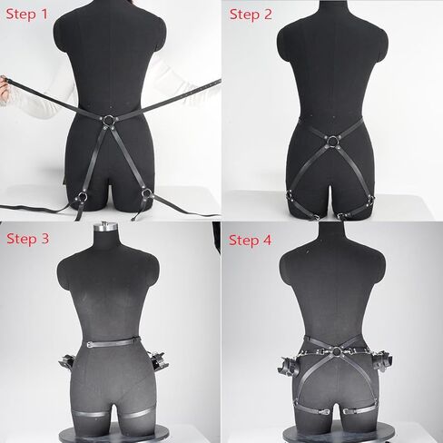 Punk Women Waist Belts pants PU Leather Fashion Body Belt Circle Rave Halloween Accessories Belt Adjustable Gothic pants Women's Bondage Body Strap, Leather, Sexy Bondage Set in Saudi Arabia