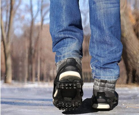 مرابط Limm Ice Snow Traction - مرابط خفيفة الوزن للمشي على الثلج والجليد - مقابض مضادة للانزلاق يتم تثبيتها بسرعة وسهولة على الأحذية - مقابض قابلة للحمل للأحذية والأحذية طويلة الرقبة in Kuwait