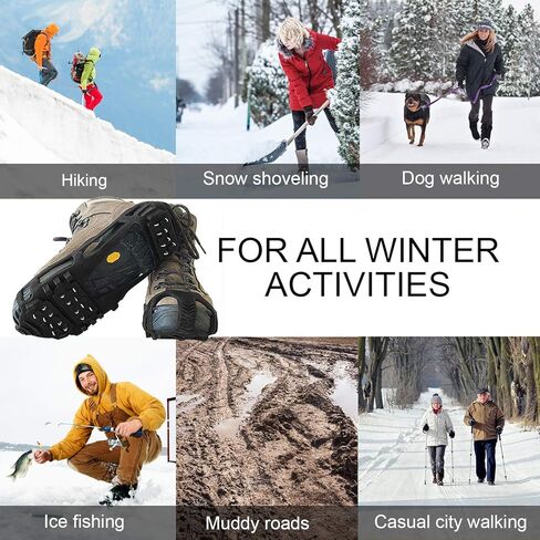 مرابط Limm Ice Snow Traction - مرابط خفيفة الوزن للمشي على الثلج والجليد - مقابض مضادة للانزلاق يتم تثبيتها بسرعة وسهولة على الأحذية - مقابض قابلة للحمل للأحذية والأحذية طويلة الرقبة in Kuwait
