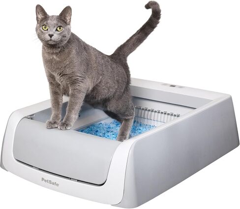 PetSafe ScoopFree Crystal Pro Self Cleaning Litter Box, Automatic Cat Litter Box, Includes Disposable Crystal Litter Tray (Grey, Uncovered) in Kuwait