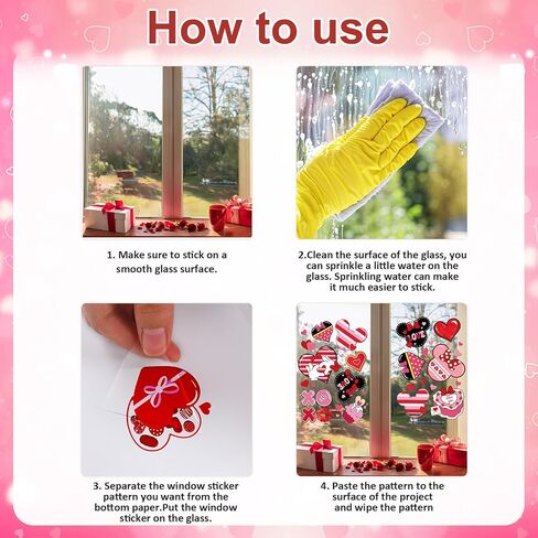 Valentines Day Window Clings 9 Sheets Cute Mouse Heart Stickers Be My Valentine Love Decals for Home Office Kitchen Party Anniversary Decorations in Saudi Arabia