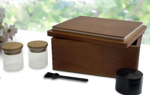 Stash Box with Tray - Large Wooden Box with Accessories Storage Stash Box Set - Decorative Wood Box for Herbs smell proof box (9.5inch) in Kuwait