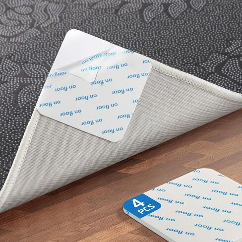 8 PCS Rug Pad Grippers for Hardwood Floors, Double Sided Reusable Anti-Slip Carpet Tape Stickers for Area Rugs, Non-Slip Rug Pads Keep Rugs in Place in Saudi Arabia