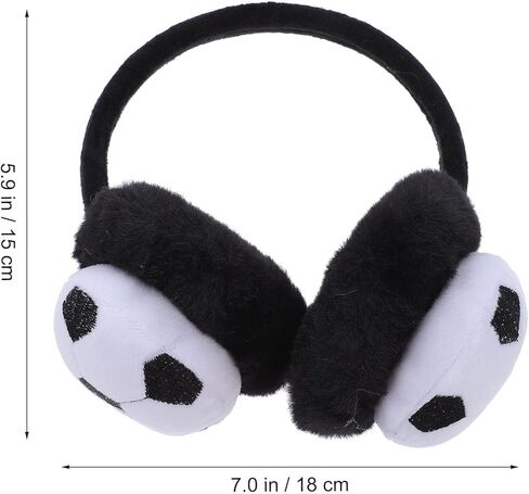 Yardwe ’S Plush Soccer Earmuffs Winter Warm Ear Cover Black White Soft Protective Ear Warmer for Boys Outdoor Cold Weather in Saudi Arabia